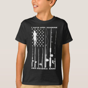 Camiseta Mens ama a una mujer y varias cañas de pescar