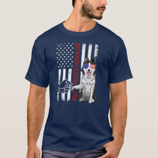 Camiseta Mens American Flag Best Border Collie Dad Ever