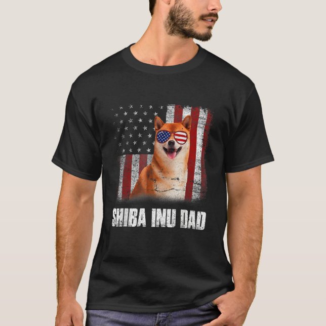Camiseta Mens American Flag Best Shiba Inu Dad Ever Dog Dad (Anverso)