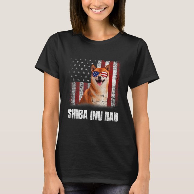 Camiseta Mens American Flag Best Shiba Inu Dad Ever Dog Dad (Anverso)
