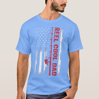 Camiseta Mens American Flag Fishing Reel Cool Dad Fathers D