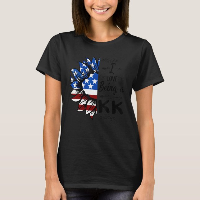 Camiseta Mens American Flag Sunflower I Love Being A Kk (Anverso)
