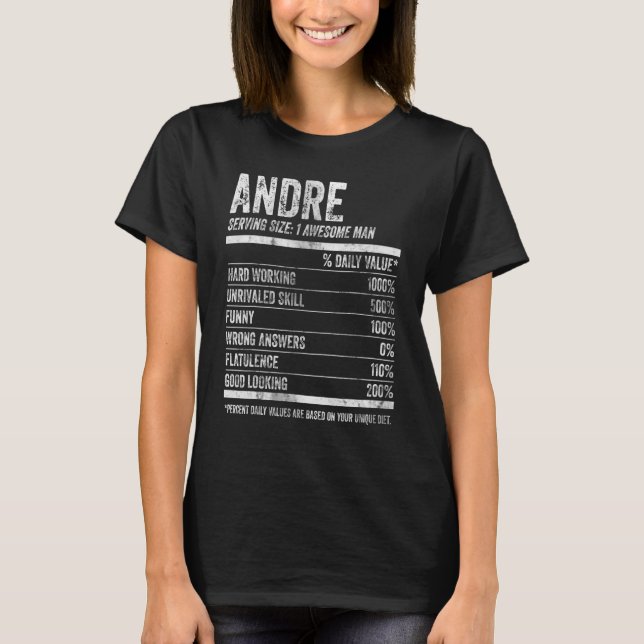 Camiseta Mens Andre Nutrition Nombre Personalizado Nombre F (Anverso)