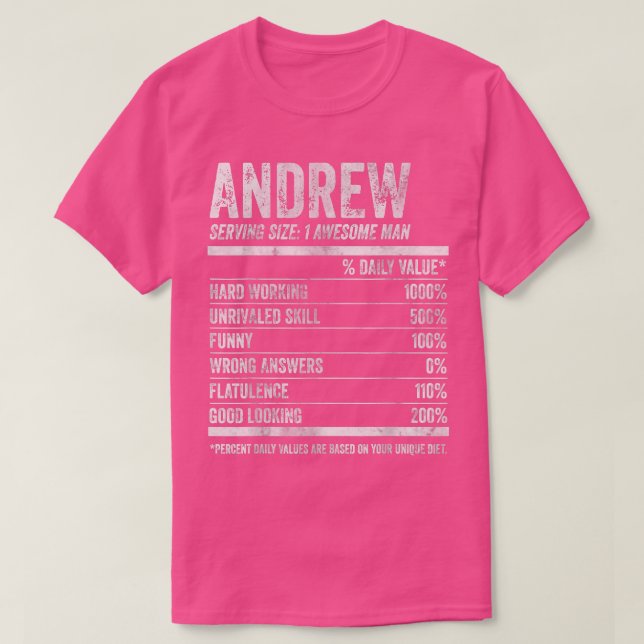 Camiseta Mens Andrew Nutrition Nombre Personalizado Funny N (Diseño del anverso)