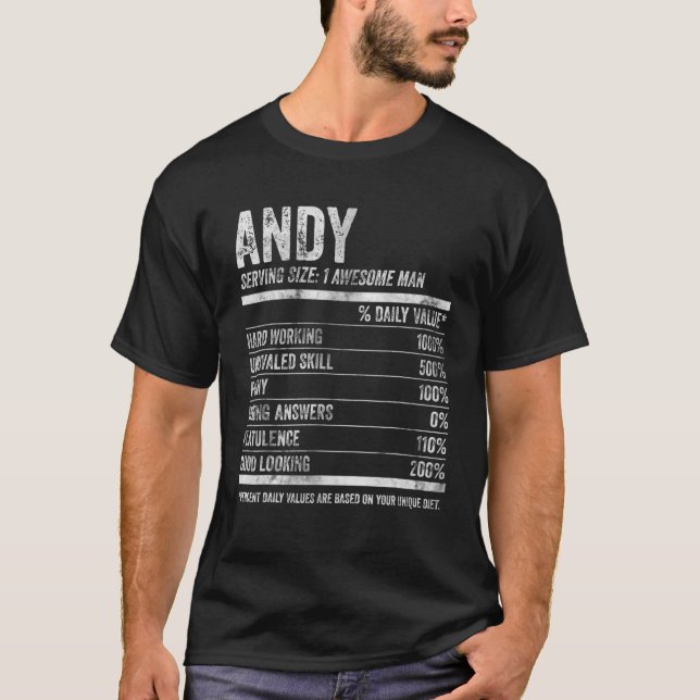 Camiseta Mens Andy Nutrition Nombre Personalizado Nombre Fu (Anverso)
