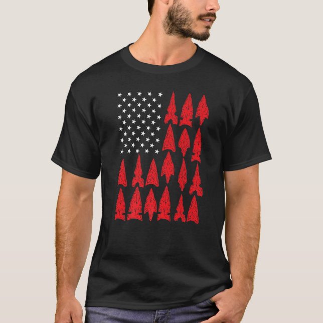 Camiseta Mens Archery collecting arrowhead hunter us flag P (Anverso)
