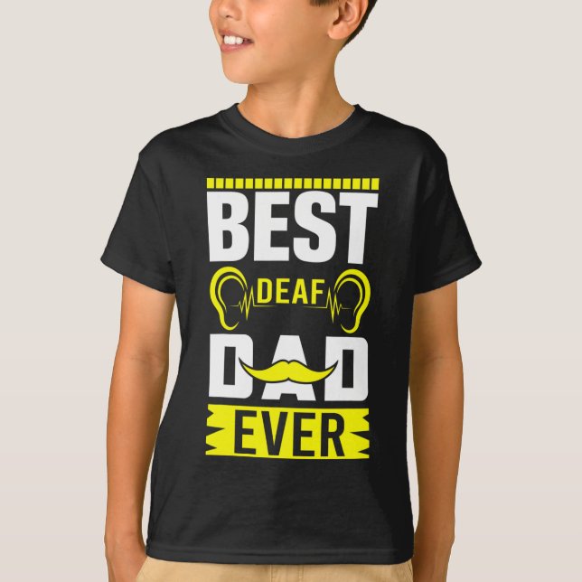 Camiseta Mens ASL Mejor Papá Sordo Rótulo Idioma Sordo Awa (Anverso)