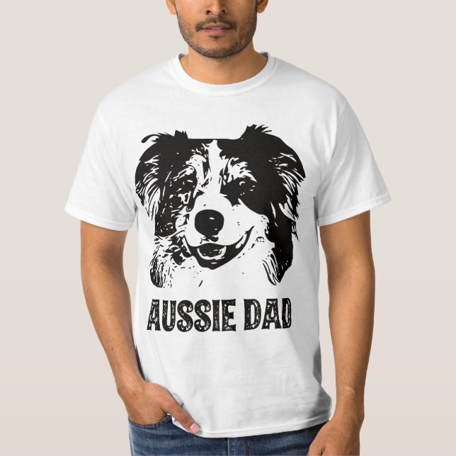 Camiseta Mens Aussie Dad - Australian Shepherd Dog Dad  (Anverso)