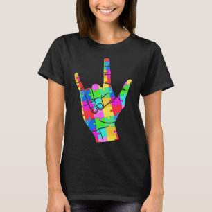 Camiseta Mens Autism Awareness Rótulo Language Gifts ASL Lo