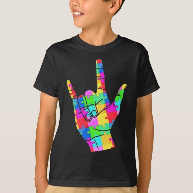 Camiseta Mens Autism Awareness Rótulo Language Gifts ASL Lo (Anverso)