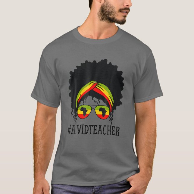 Camiseta Mens Avid Teacher African Messy Bun Black History (Anverso)
