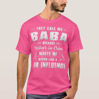 Camiseta Mens Baba Partner In Crime  Funny Grandpa Fathers 