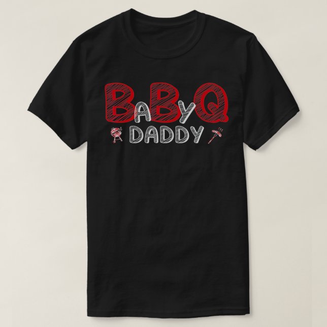 Camiseta Mens Baby BBQ Shower Daddy Q Mat Tema de Baby Show (Diseño del anverso)
