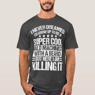 Camiseta Mens Bald Machinist Beard Merch Graciosos Regalos