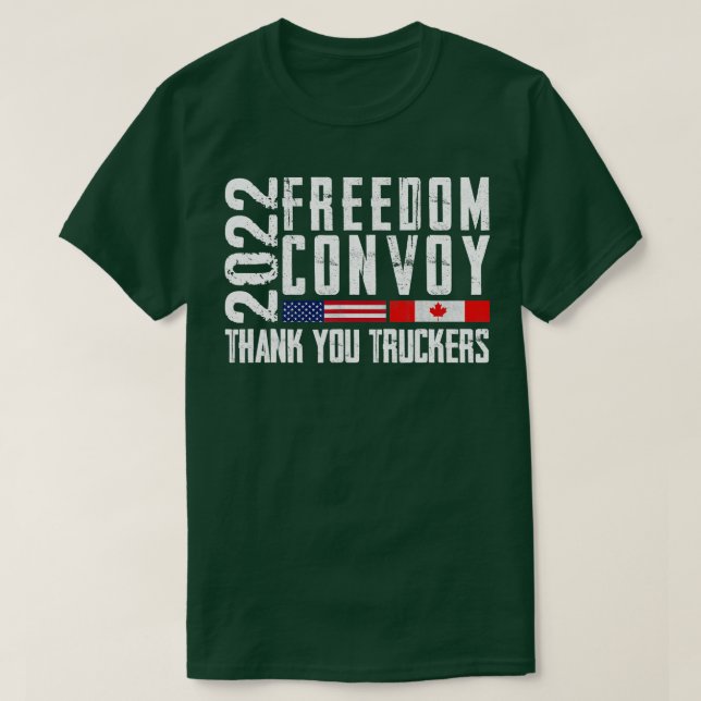 Camiseta Mens Bandera Americana Canadá Convoy de Libertad 2 (Diseño del anverso)