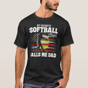 Camiseta Mens Bandera De Softball Mi Cal Favorito De Softba