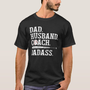 Camiseta Mens Baseball Dad Dad Hussach Badass Baseball Da