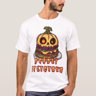 Camiseta Men's Basic T-Shirt Halloween Pumpkin Burger