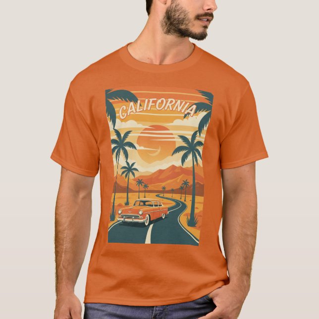 Camiseta Men's Basic T-ShirtRetro California Travel Poster  (Anverso)