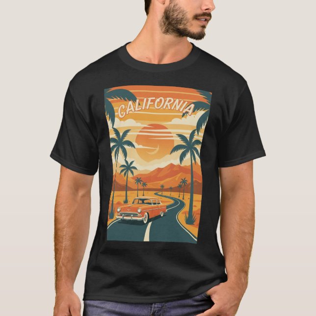 Camiseta Men's Basic T-ShirtRetro California Travel Poster  (Anverso)