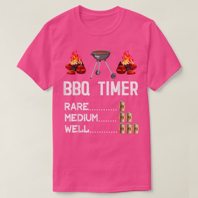 Camiseta Mens BBQ Timer Barbecue Tee Beer Grill  (Diseño del anverso)