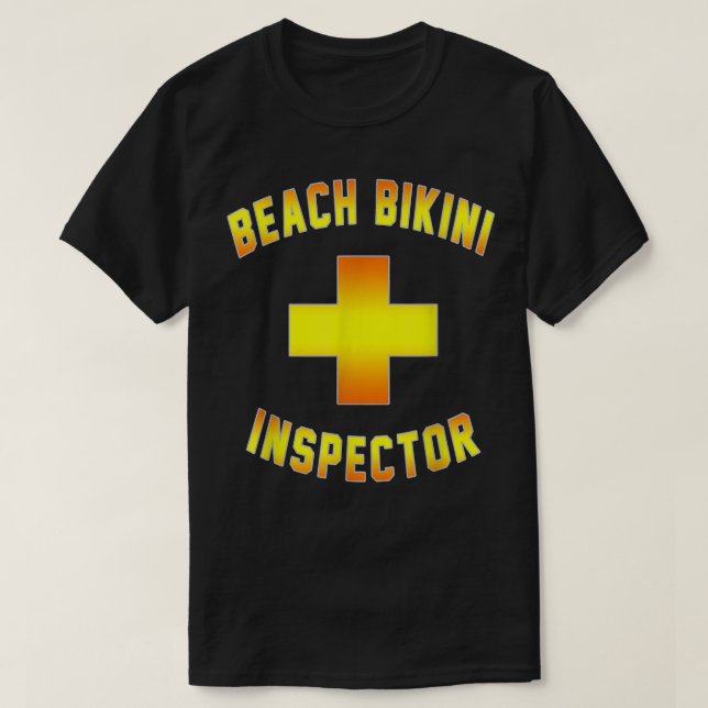 Camiseta Mens Beach Inspector Bikini Piscina Caliente Ocea (Diseño del anverso)