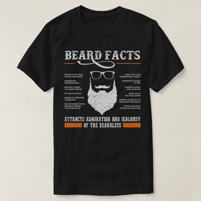 Camiseta Mens Beard Facts  Funny Barber Bearded Mustache Ma (Diseño del anverso)