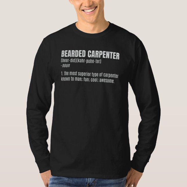 Camiseta Mens Bearded Carpenter Definition Noun Craftsman W (Anverso)