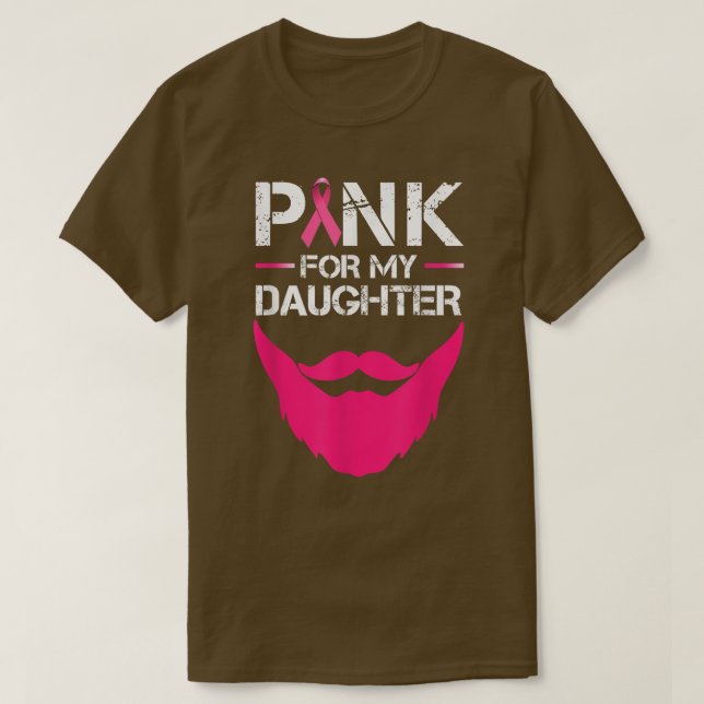 Camiseta Mens Bearts Pink For My Daughter Pink Breast Cance (Diseño del anverso)