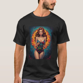 Camiseta Mens Beautiful Graphic Image of Wine & Women