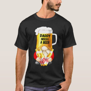Camiseta Mens Beer Mug Gnome Tee Para Dad Gardener - Daddy 