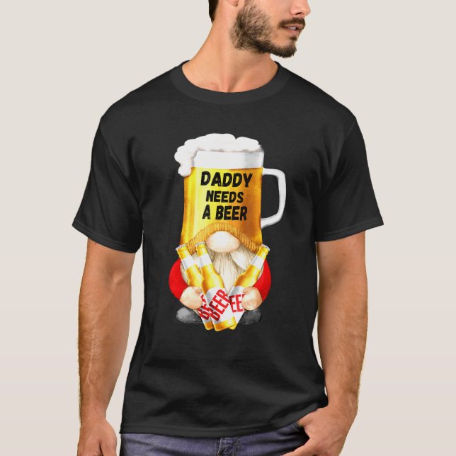 Camiseta Mens Beer Mug Gnome Tee Para Dad Gardener - Daddy  (Anverso)
