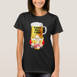 Camiseta Mens Beer Mug Gnome Tee Para Dad Gardener - Daddy