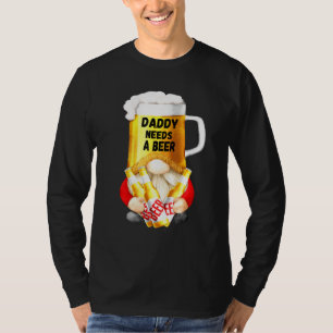 Camiseta Mens Beer Mug Gnome Tee Para Dad Gardener - Daddy