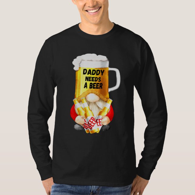Camiseta Mens Beer Mug Gnome Tee Para Dad Gardener - Daddy  (Anverso)