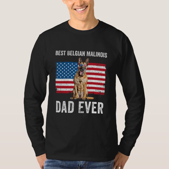 Camiseta Mens Belga Malinois Dad Bandera Estadounidense Bel (Anverso)