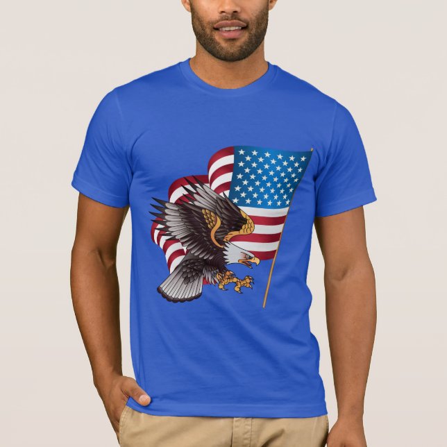 Camiseta Mens Bella Canvas T-Shirt-Eagle y Bandera (Anverso)