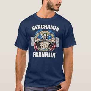 Camiseta Mens Benchamin Franklin Patriotic Gainz Workout Gy