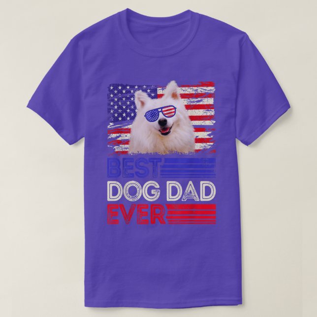 Camiseta Mens Best American Eskimo Dad Ever American Flag P (Diseño del anverso)