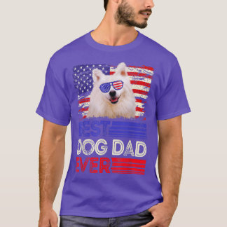 Camiseta Mens Best American Eskimo Dad Ever American Flag P