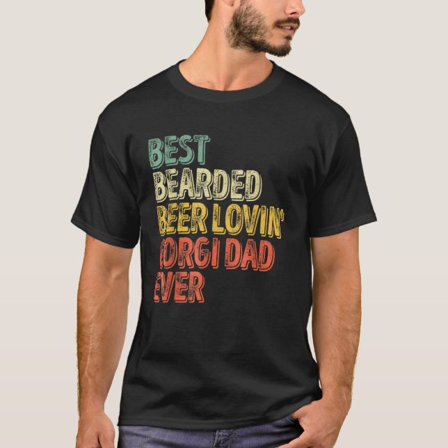 Camiseta Mens Best Bearded Beer Lovin Corgi Dad  Pet  Owner (Anverso)