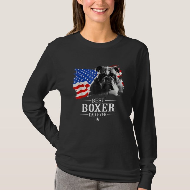 Camiseta Mens Best Boxer Dad Ever American Flag Father s Da (Anverso)