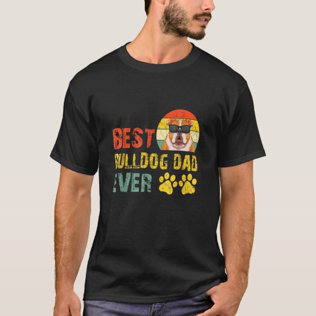 Camiseta Mens Best Bulldog Dad Ever English Dog Owner Vinta (Anverso)