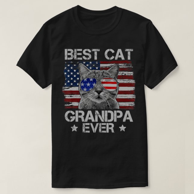 Camiseta Mens Best Cat Grandpa Ever American Flag Patriotic (Diseño del anverso)