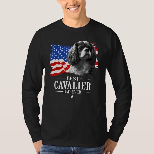 Camiseta Mens Best Cavalier king Dad Ever American Flag Fat (Anverso)