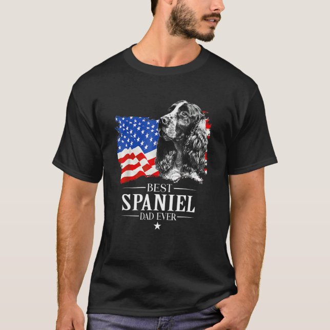 Camiseta Mens Best Cocker Spaniel Dad Ever American Flag Fa (Anverso)