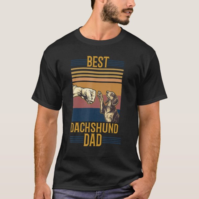 Camiseta Mens Best Dachshund Dad Doxie Weiner Wiener Dog Fa (Anverso)