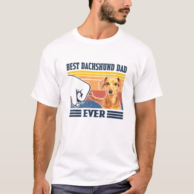 Camiseta Mens Best Dachshund Dad Ever Gift Funny Dog Lover (Anverso)