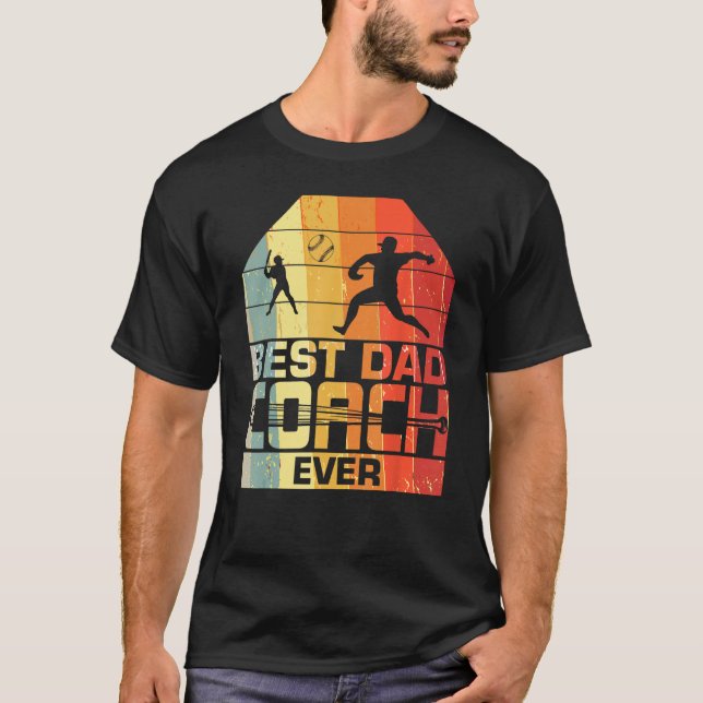 Camiseta Mens Best Dad Coach Ever  Baseball  Father s day (Anverso)