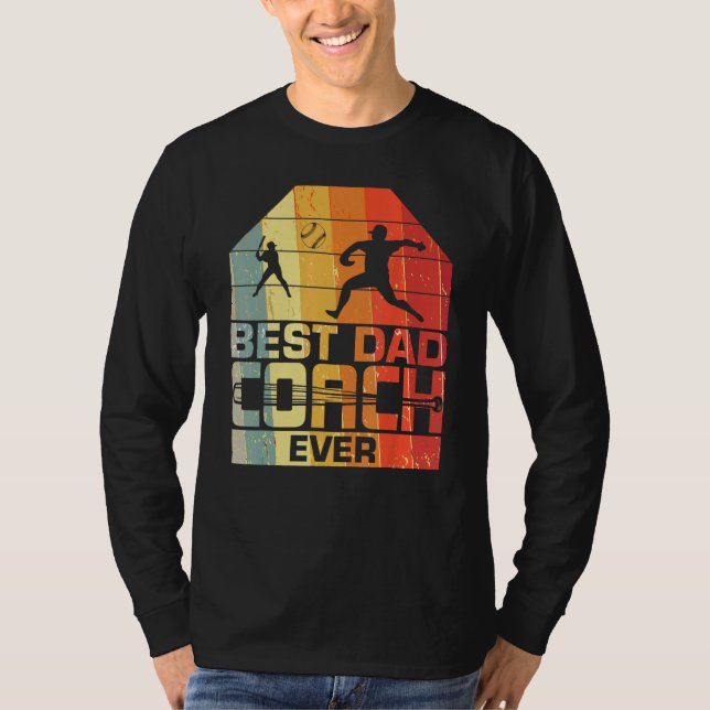 Camiseta Mens Best Dad Coach Ever  Baseball  Father s day (Anverso)